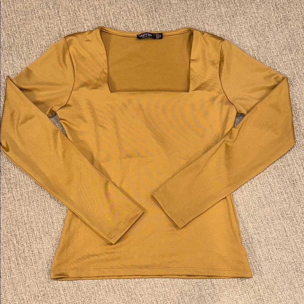 Nasty Gal essential long sleeve  square neck top size 4